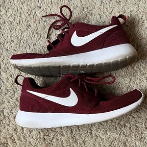 Nike Roshe one Maroon Athletic Shoes with White Logo